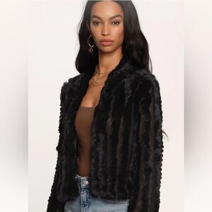 Chic Rosa Fur Jacket in Black